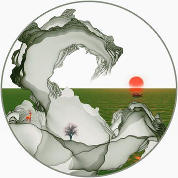 装饰画抽象山水