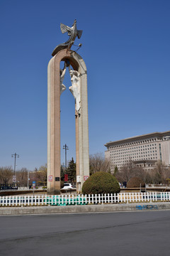 银川凤凰碑城市风光