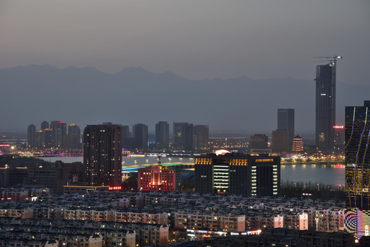 银川城市建筑风光夜景