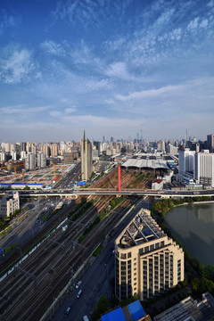 上海火车站城市风光