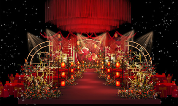 红金中式婚礼设计