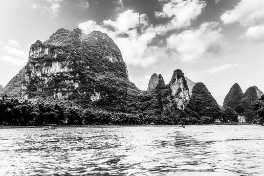 黑白山水风景