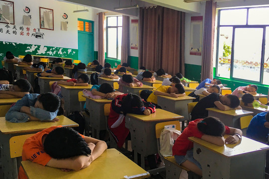小学生教室睡午觉