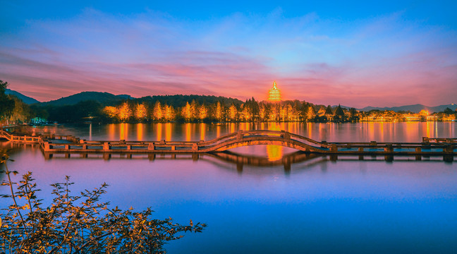 杭州西湖夜景