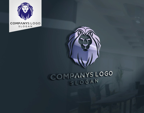 蓝色狮头logo标识