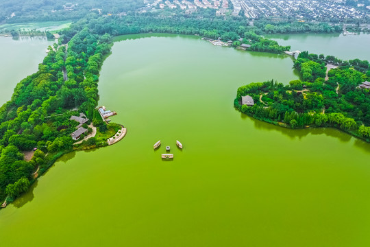 航拍徐州云龙湖风景区小南湖小岛
