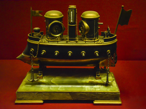 铜轮船模型表