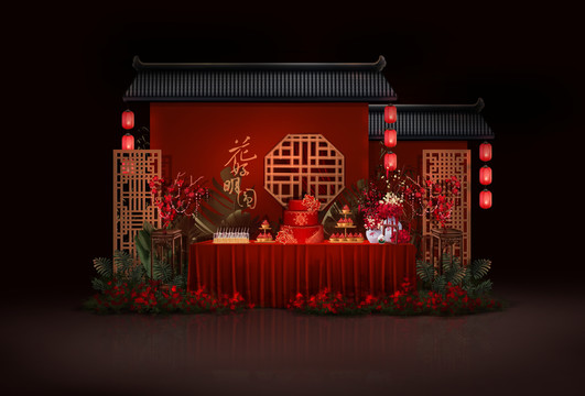 新中式婚礼手绘甜品区