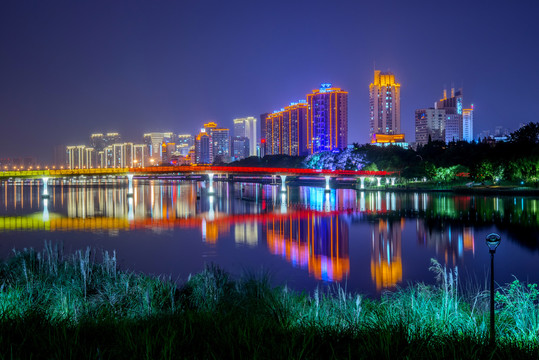 浙江金华婺江时代广场夜景