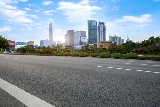 柏油马路和高楼大厦