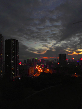 娄底雨后城市唯美夜景