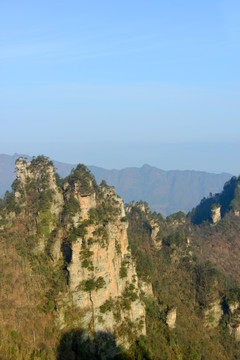 张家界天子山索道周边群峰风光