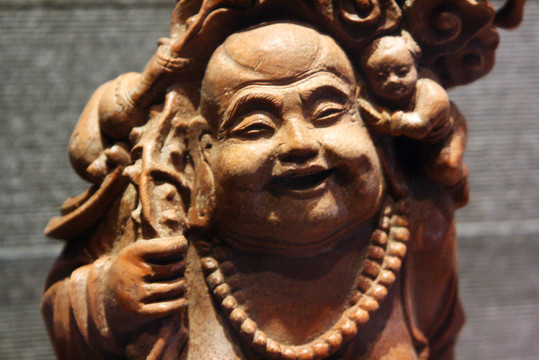 近代竹雕弥勒佛像