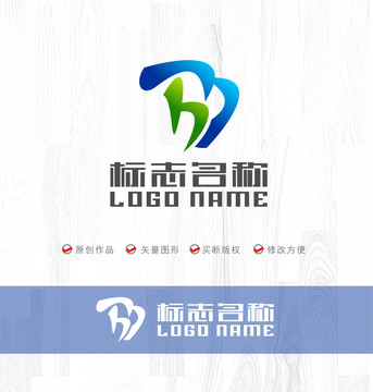 Bh字母标志B科技logo