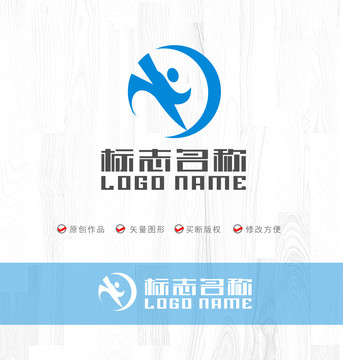 龙头奔跑的人标志logo