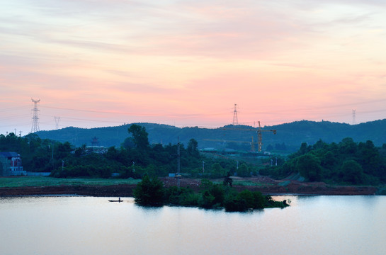 晚霞朝霞水乡