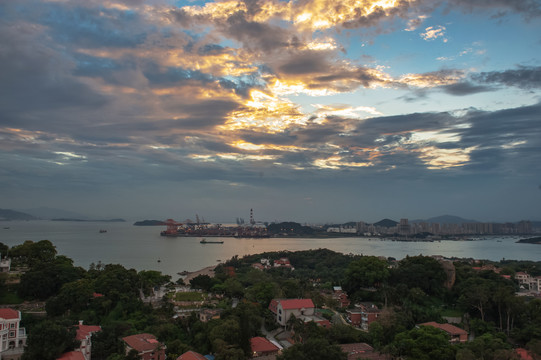 厦门滨海风光厦门港日落夕照