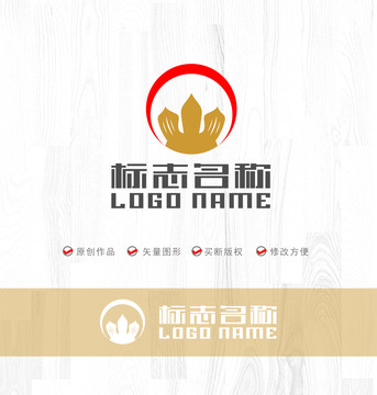 W皇冠红日标志科技logo
