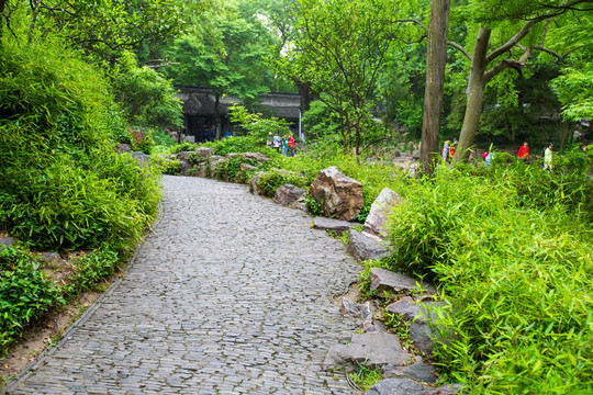 江苏苏州拙政园景区园林步道