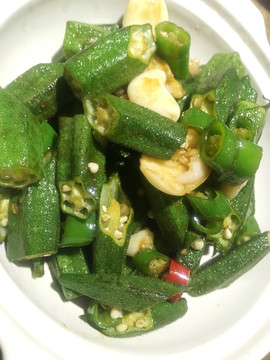 中餐素菜小炒白灼秋葵