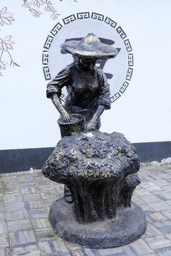 采茶雕像