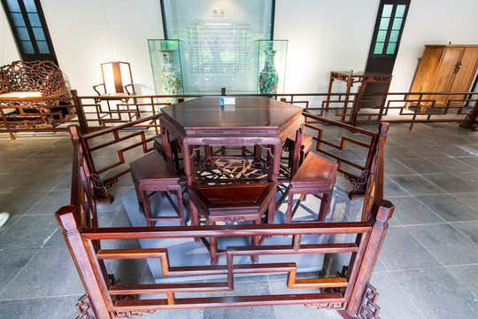 苏州园林博物馆老红木六角拼桌