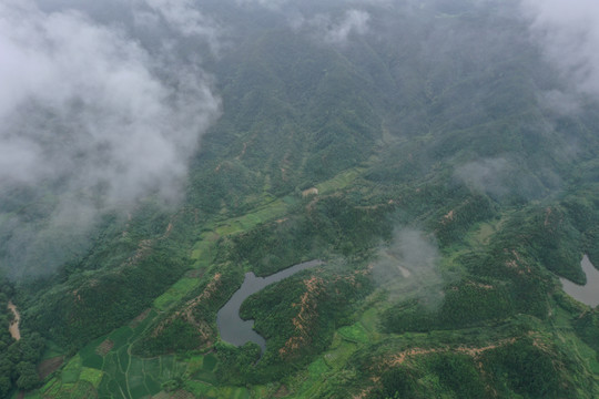 航拍田园山川风光