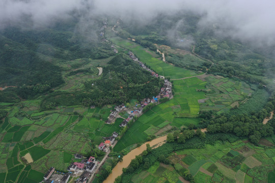 航拍田园山川风光