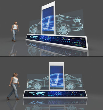 汽车互动滑屏体验装置3d模型