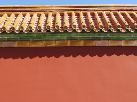 琉璃瓦红墙背景