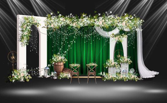 婚礼合影区白绿色