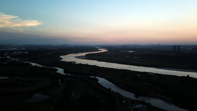 航拍西安渭河城市运动公园