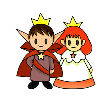 可爱的卡通小王子和公主