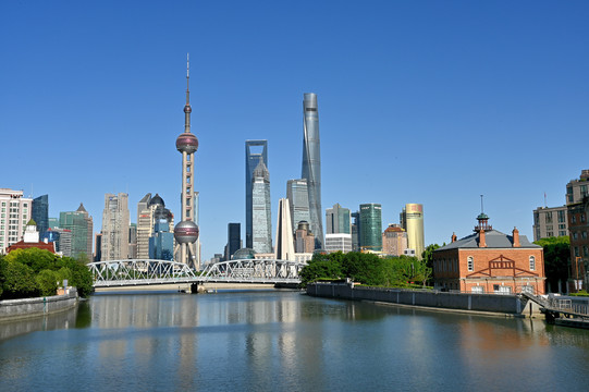 上海苏州河外白渡桥建筑景观