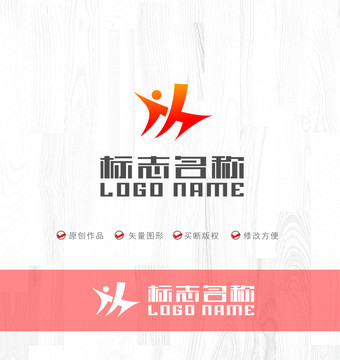 JH字母M标志健身logo