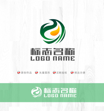 Y鸟叶子粮油环保标志logo