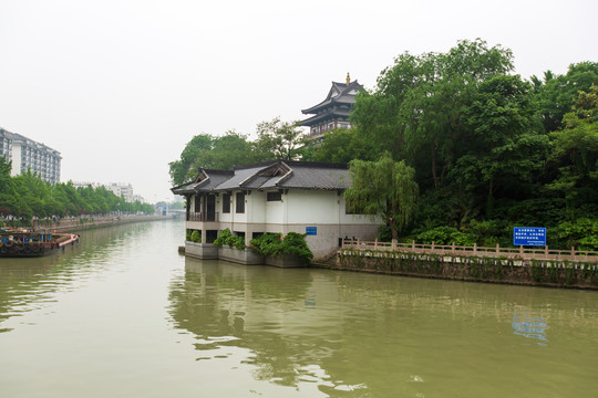 江苏常州东坡园古运河风光