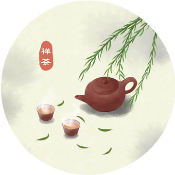 禅意茶壶意境装饰画