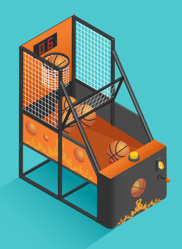 成人儿童投币式电玩城篮球机等距