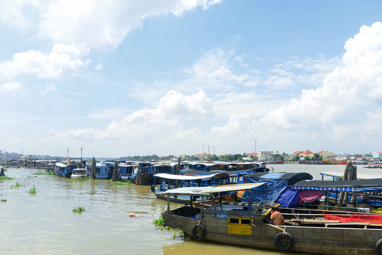 越南九龙江风景区的游船
