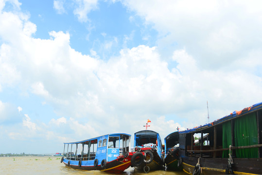 越南九龙江风景区的游船