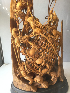 木雕虾蟹篓