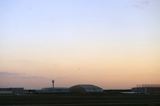 欧洲德国法兰克福机场傍晚远景