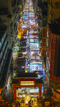 中国香港庙街商业街商品市场