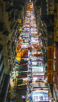 中国香港庙街夜景