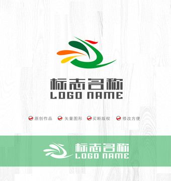 R字母标志吉祥鸟logo