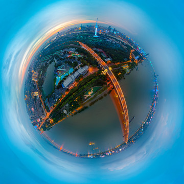 武汉夏日城市航拍傍晚和夜景风光