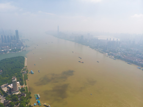 武汉夏日城市航拍迷人风光