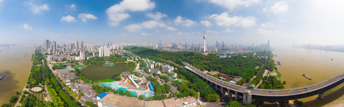 武汉夏日城市航拍迷人风光