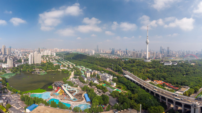 武汉夏日城市航拍迷人风光
